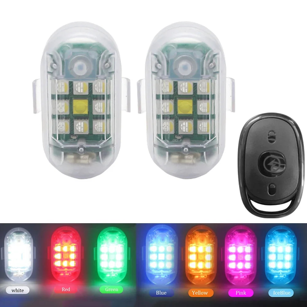 2Pcs Wireless Remote Control LED Strobe Light for Car Auto Motorcycle Bike Drone Scooter Anti-collision Warning Lamp Flash