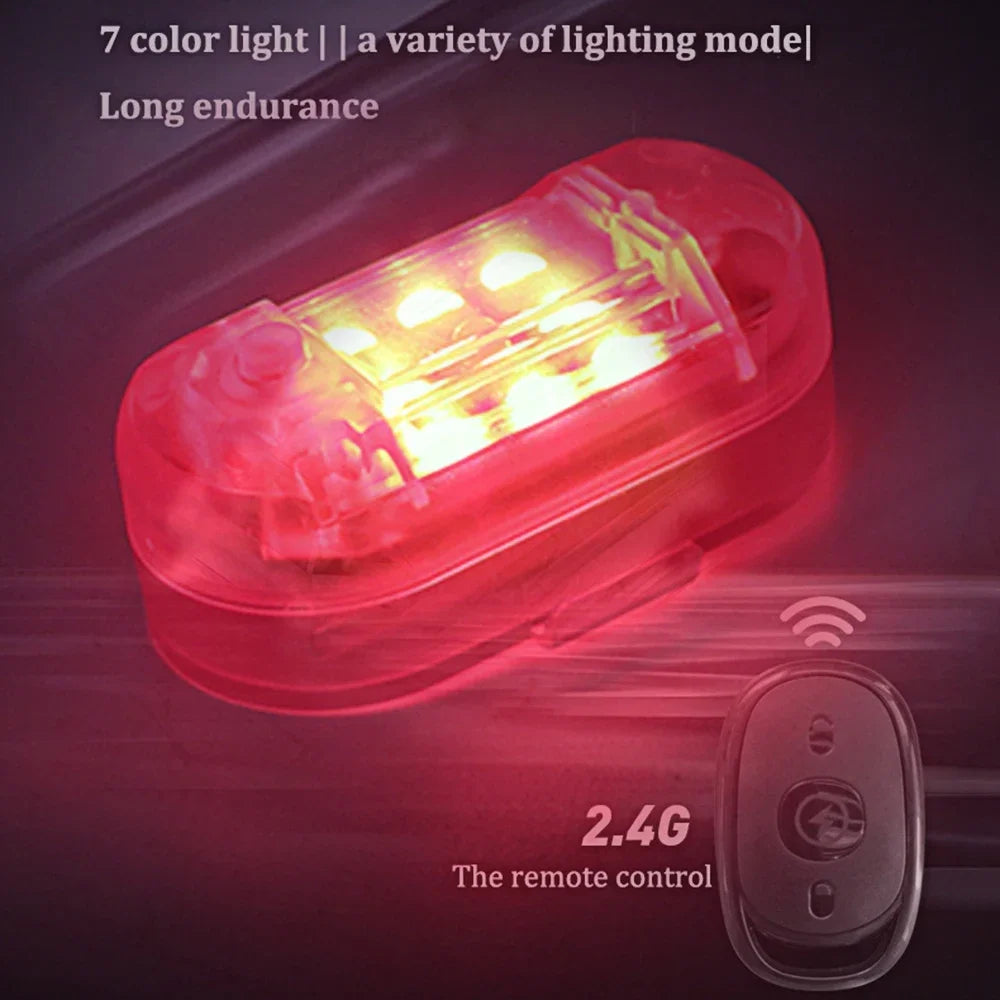 2Pcs Wireless Remote Control LED Strobe Light for Car Auto Motorcycle Bike Drone Scooter Anti-collision Warning Lamp Flash